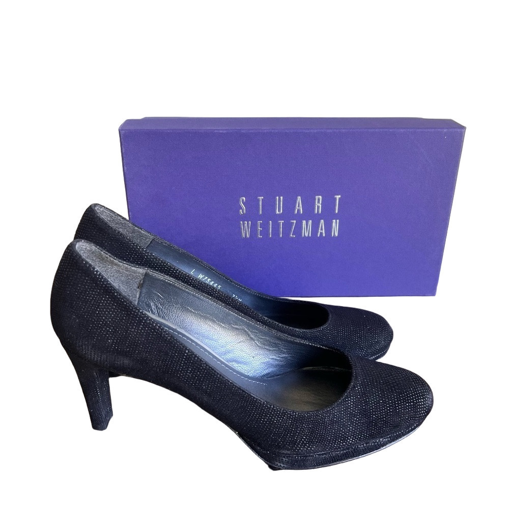 Stuart Weitzman Women's Blog Black Goosebumps Nappa Leather Shoe Size 7.5 #B1167